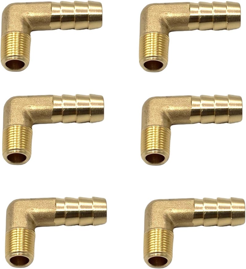 Bumugufu 6 Pcs Brass Barb Elbow Fittings, 3/8 Inch Barb to 1/8 Inch NPT Male Thread for Low-pressure,Fuel,Air and Non-potable Water Chilling Application - Image 4